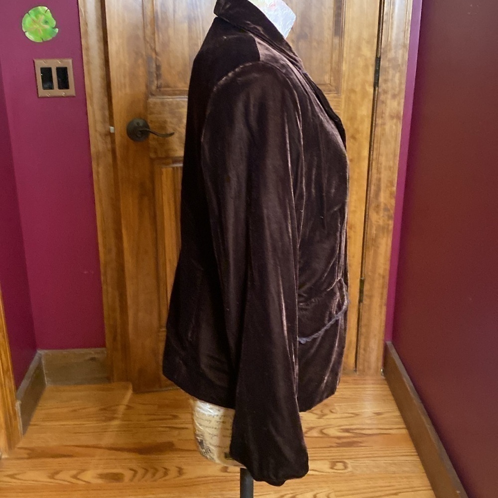 Dialogue Chocolate cocoa mocha Brown Velvet blazer Jacket Sz S - Picture 4 of 11